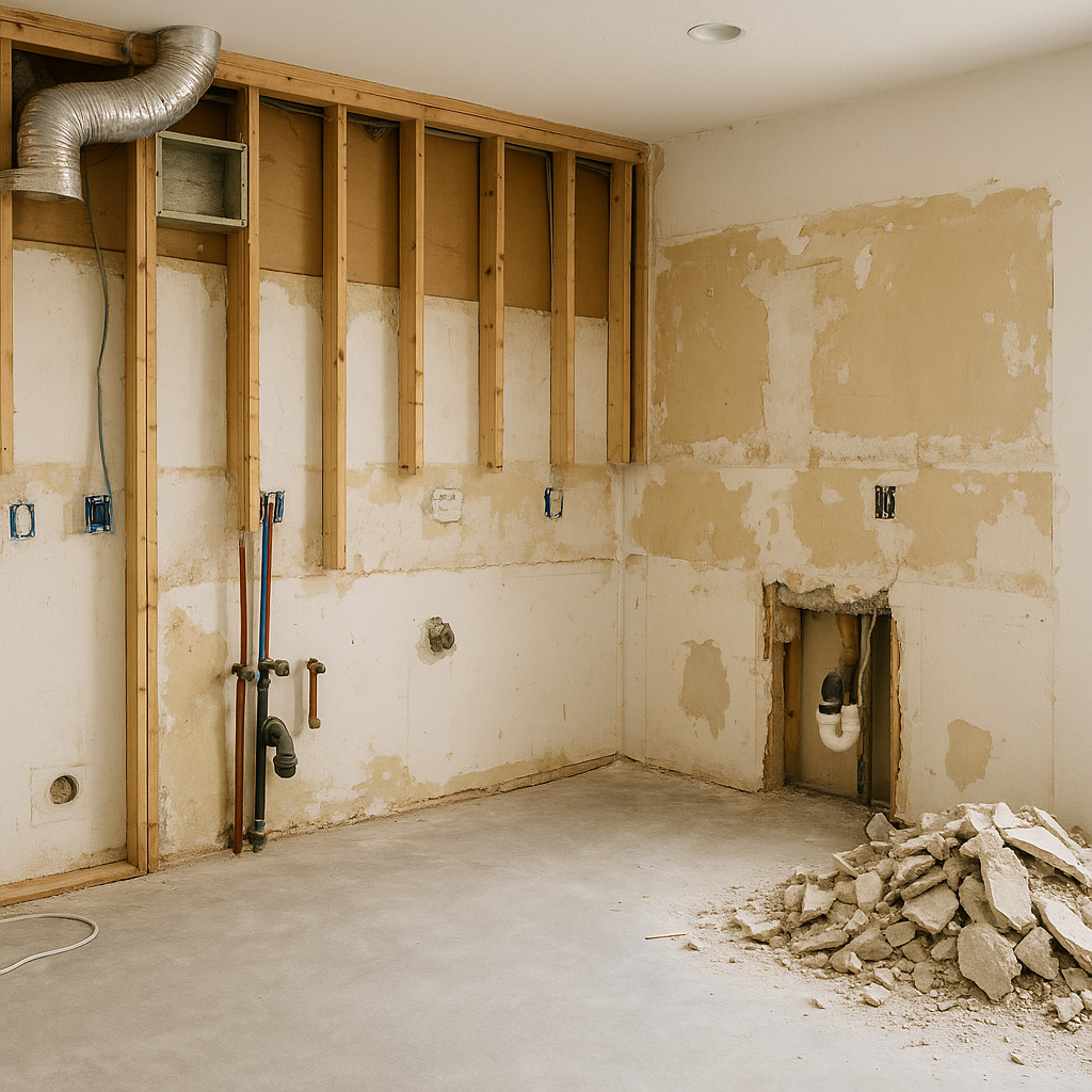 Kitchen demolition and infrastructure